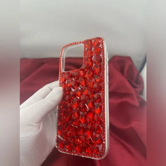 Luxury Red Crystal iPhone 16 Pro Max Case - Picture 5 of 6